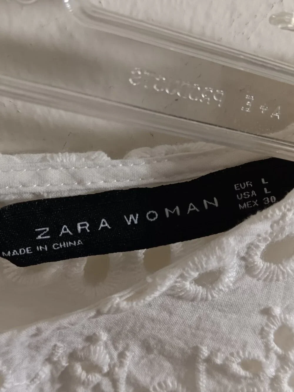 Zara Eyelet Lace Crop top White Size L Scalloped Hem Feminine Summer Top
